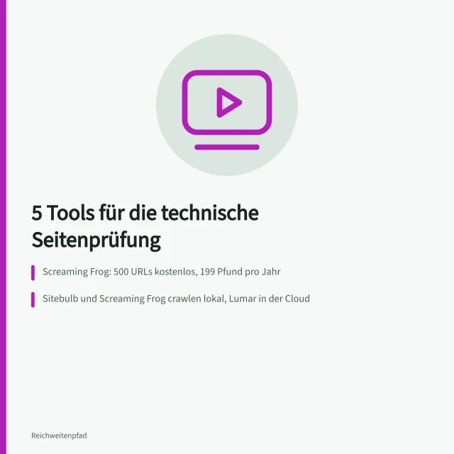 Karte zu fünf Werkzeugen für die technische Website-Analyse. Seitenanalyse Werkzeuge: 5 Tools für die technische Prüfung im Überblick